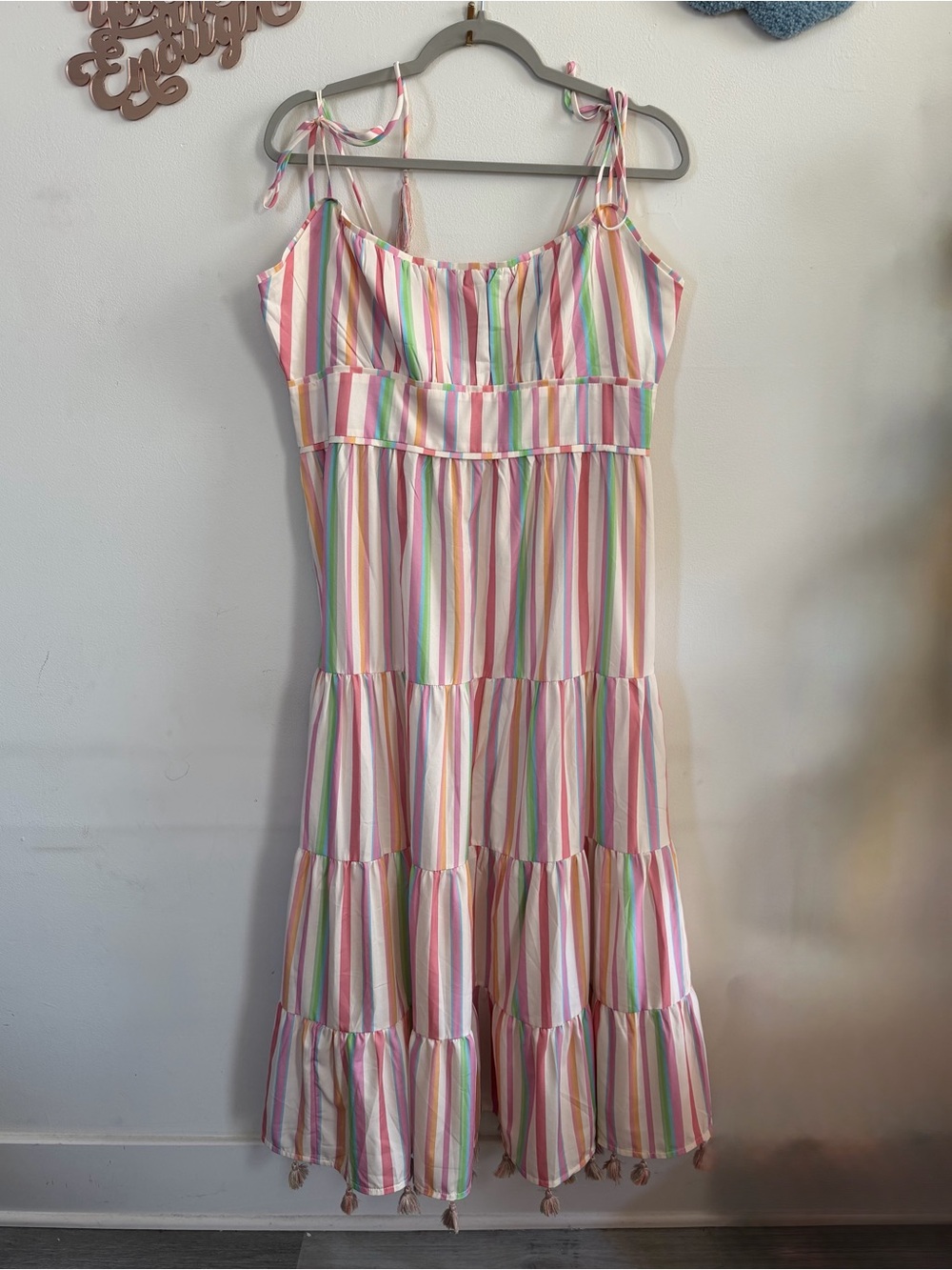 Chicwish Pastel Striped Tie-Shoulder Maxi Dress